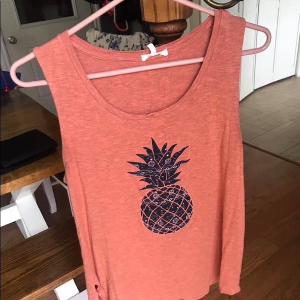 Maurices Orange Tank Top with Pineapple Graphic